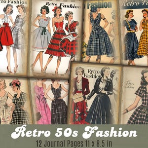 Vintage Fashion Printable Paper: 1950s Ephemera for Junk Journals (Digital Download)