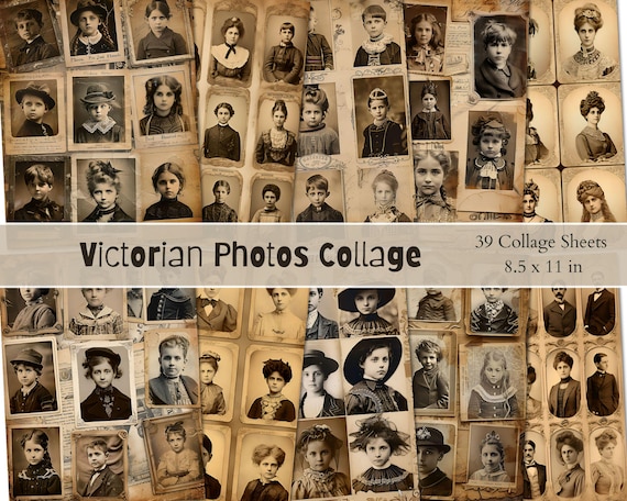Victorian Photo Collage Sheets: 1900s Ephemera, Junk Journal Kit (Digital Download)