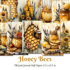 Bee Junk Journal Pages Vintage Bee Printables Rustieke Bee Scrapbooking Supplies Vintage Bijenteelt Digitale Papers Honeybee Ephemera Honeycomb