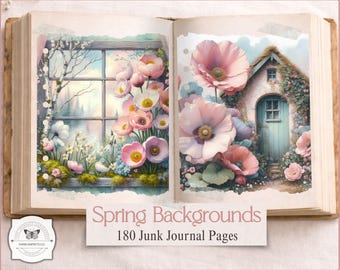 Spring Junk Journal Backgrounds – Cottagecore Spring Printable Papers, Floral Garden Digital Download