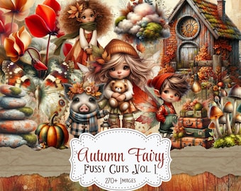 Autumn Fairy Fussy Cuts – Printable Ephemera for Junk Journals (Digital Download)