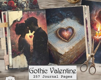 Páginas de diario basura de San Valentín gótico: efímeras imprimibles de romance oscuro, descarga digital
