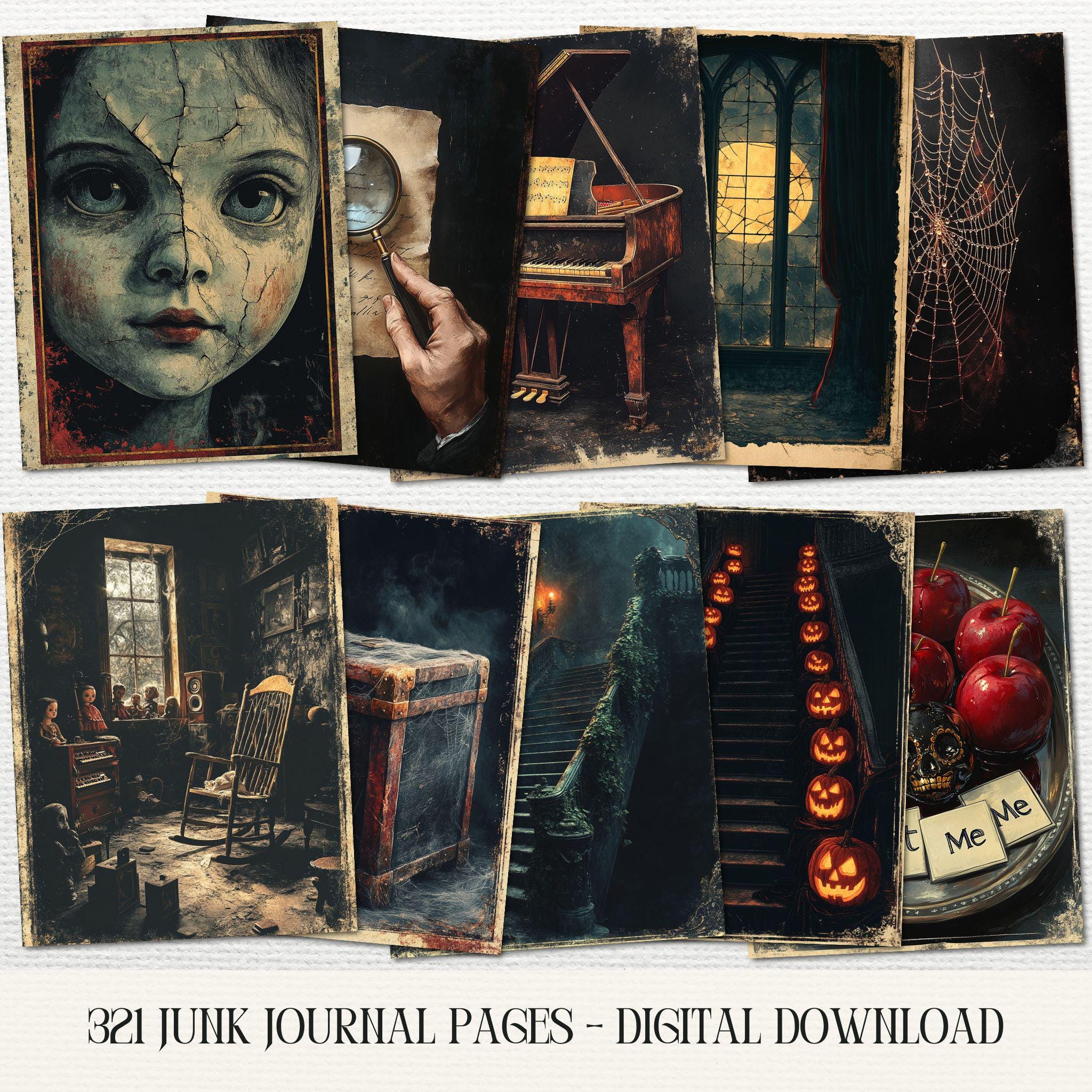 Haunted Victorian Mansion Junk Journal Pages: Gothic Halloween Ephemera ...
