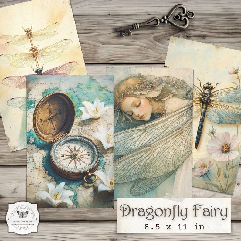 Dragonfly Fairy Junk Journal Pages – Fantasy Printable Ephemera, Nature ...