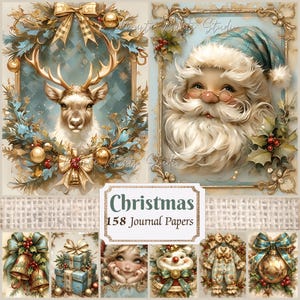 Christmas Junk Journal Kit Festive Scrapbooking Papers Holiday Junk Journal Pages Christmas Backgrounds Printable Ephemera Digital Download