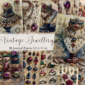 Vintage sieraden ongewenste dagboekpagina's Victoriaanse sieraden kortstondige voor ongewenste journaling en scrapbooking antieke sieraden digitale papers