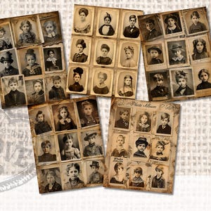 May include: A vintage photo album with a collage of black and white photos of children. The album has a brown paper cover with the words "Photo Album" printed on it.