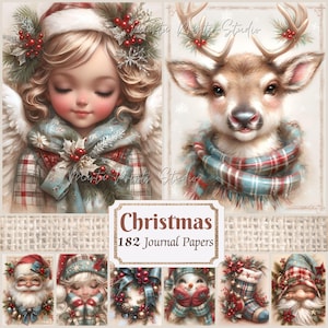 Christmas Junk Journal Kit Christmas Printables Festive Scrapbooking Paper Holiday Junk Journal Pages Christmas Backgrounds Digital Download