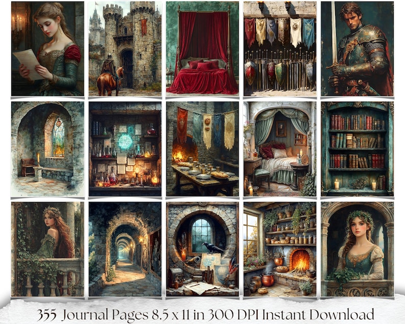 Medieval Junk Journal Kit: Knight, Dragon & Castle Ephemera (digital ...