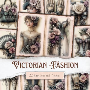 Victorian Fashion Junk Journal Pages Victorian Women Printables Victorian Scrapbooking Antique Fashion Ephemera Victorian Era Digital Papers