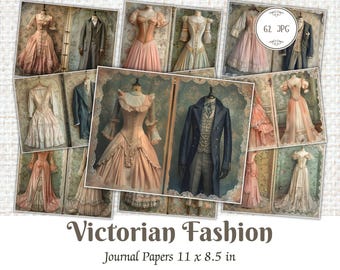 Victorian Fashion Junk Journal Kit: 1900s Printable Paper (Digital Download)