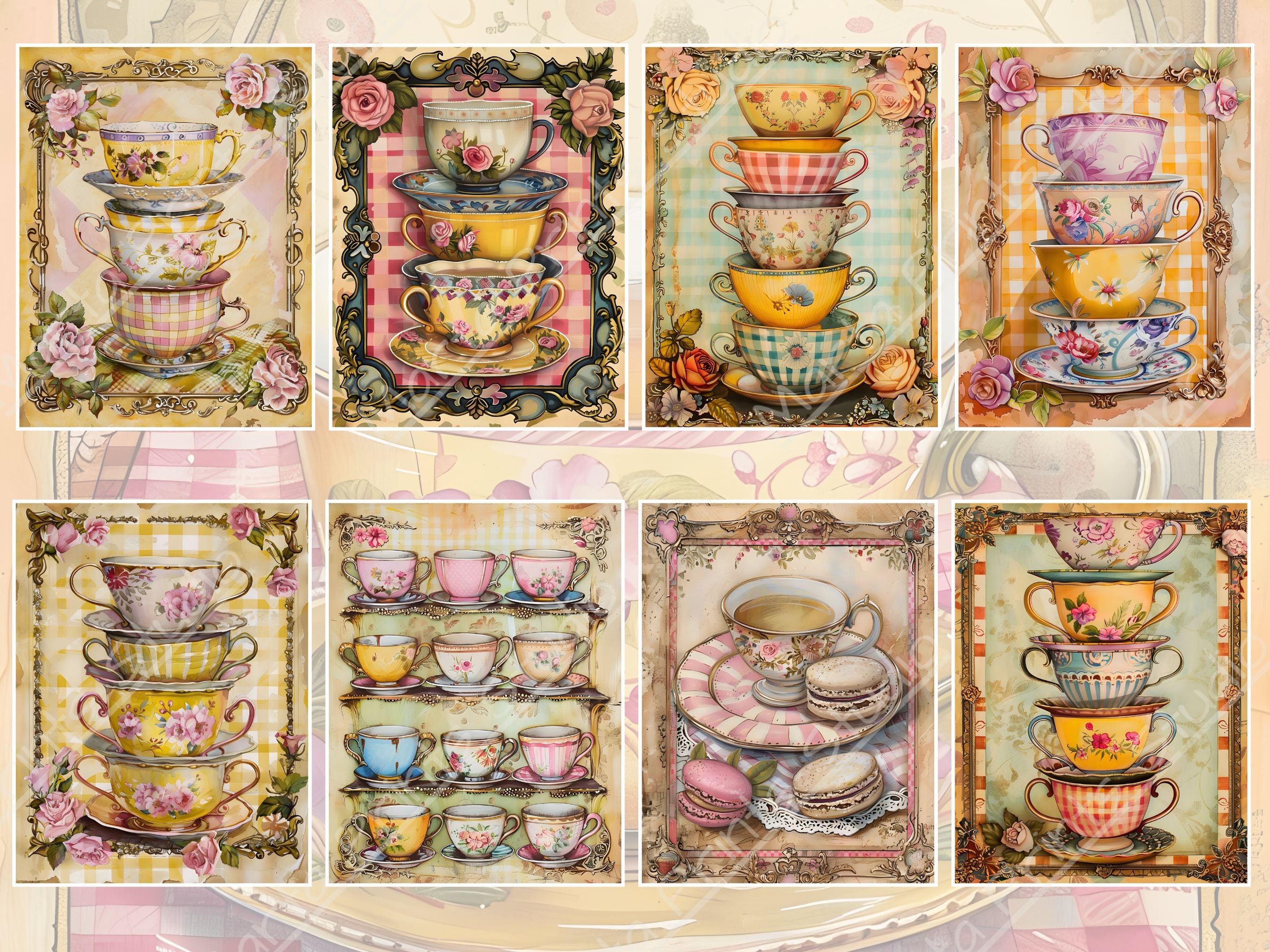 Tea Junk Journal Printable Pages, Vintage Scrapbook Kit, Tea Junk ...