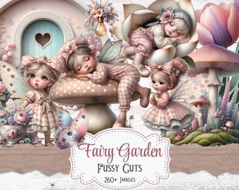 Fairy Garden Fussy Cuts, Floral Ephemera (Digital Download)