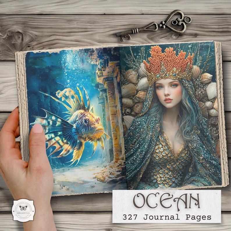 Ocean Junk Journal Pages – Dark Underwater Printable, Sea Fantasy ...