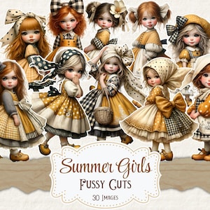 Imprimíveis para meninas de verão, cortes sofisticados, diário de lixo para meninas caprichosas, suprimentos para scrapbook, confecção de cartões, itens digitais de verão