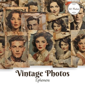 Vintage 1920s Ephemera Alte zerfetzte Fotos Retro Fotografie Antik Portraits Digitaldrucke Grunge Junk Journal Vintage Fotos Scrapbook