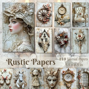 Rustieke ongewenste dagboekpagina's Victoriaanse printables vintage scrapbooking papers verweerde ongewenste dagboek Kit gescheurde ephemera digitale download