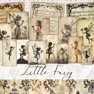 Vintage Fairy Ephemera afdrukbare Fairy foto's antieke Faerie plakboek oude Fairy foto's collage Kit Fairy Junk Journal digitale download