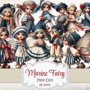 Fée marine, coupes pointilleuses, journal imprimable jonque côtière fée, fournitures de scrapbooking fée, fabrication de cartes, découpes marins éphémères nautiques numériques