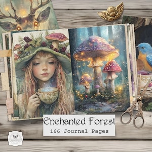 Páginas para diario creativo del Bosque Encantado – Material imprimible de cuento de hadas del bosque, descarga digital