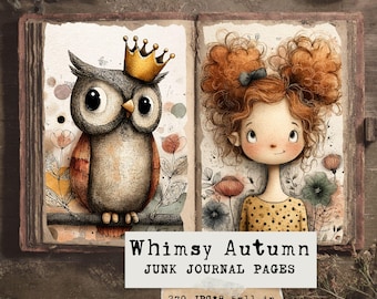 Autumn Junk Journal Kit: Woodland Animals, Fall Girls (Digital Download)