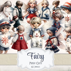 Fée côtière coupes pointilleuses fée imprimable océan indésirable journal Faerie scrapbooking fournitures fabrication de cartes numériques nautiques éphémères marins découpes