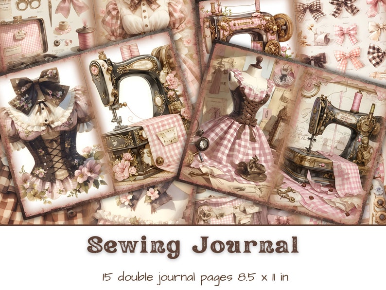 Vintage Sewing Junk Journal Pages, Sewing Machine Ephemera, Sewing Scrapbook Printable, Collage ...
