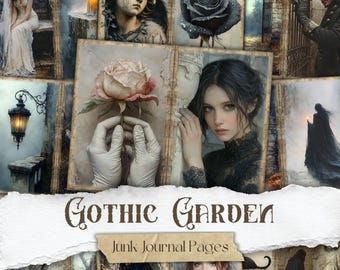 Gothic Garden Junk Journal Pages: Dark Academia Ephemera (Digital Download)