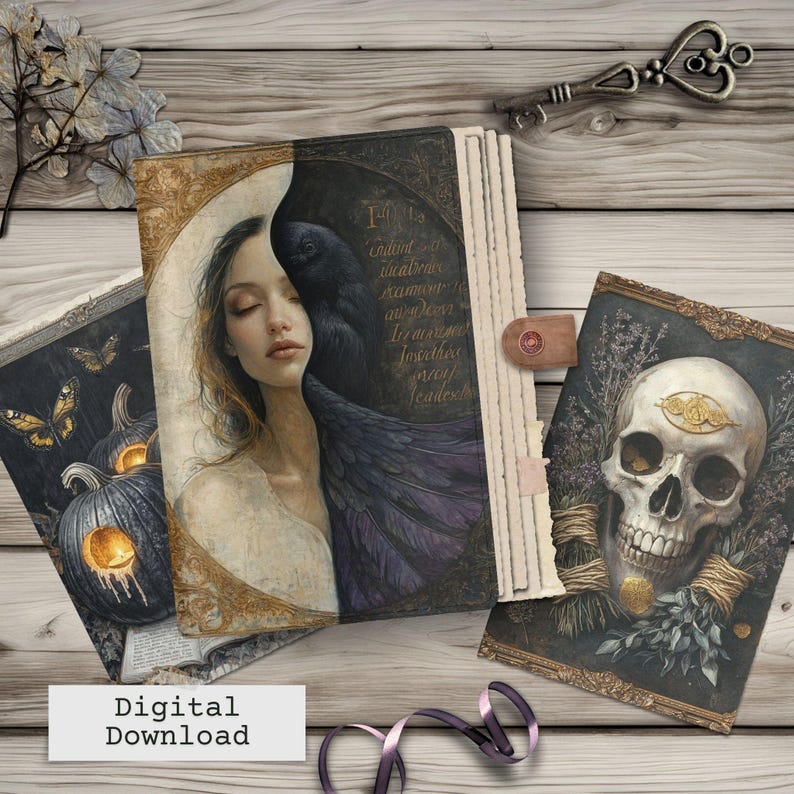 Black Witch Junk Journal Kit: Gothic Occult Printable Ephemera (digital ...