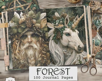 Enchanted Forest Junk Journal Pages: Woodland Magic, Printable Nature Ephemera (Digital Download)