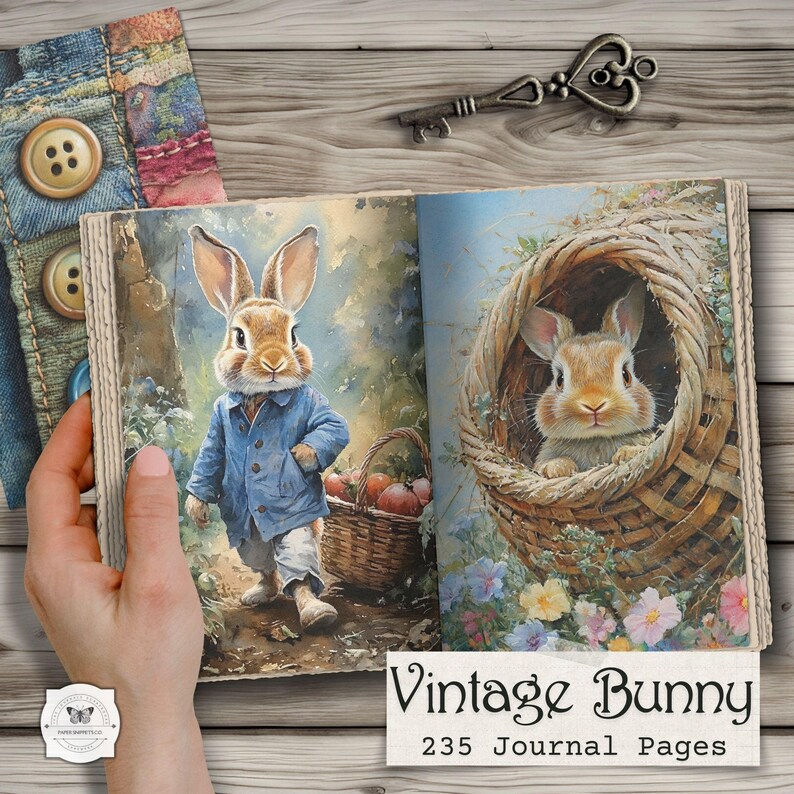 Vintage Bunny Junk Journal Pages: Spring Garden Ephemera (digital ...