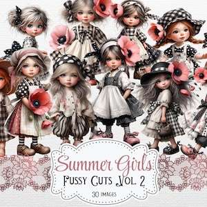 Zomer meisjes kieskeurig printables cottage girl printables grillig meisje junk dagboek afdrukbare plakboek benodigdheden kaarten maken digitale zomer ephemera