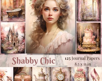 Pink Ethereal Junk Journal Pages, Shabby Chic Ephemera (Digital Download)