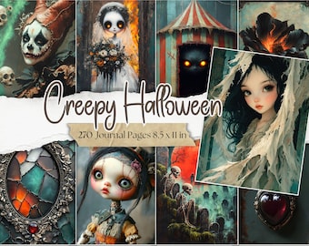 Creepy Halloween Junk Journal Kit: Gothic Ephemera, Spooky Scrapbook (Digital Download)