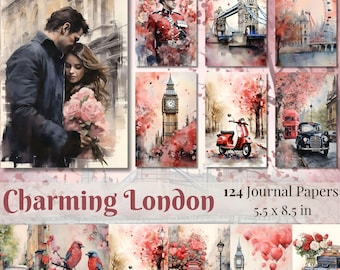 Páginas de London Junk Journal, papel de álbum de recortes de Inglaterra (descarga digital)