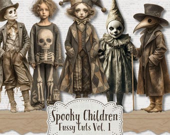 Spooky Halloween Kids Fussy Cuts: Vintage Ephemera (Digital Download)