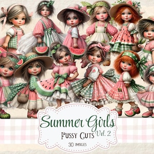 Imprimíveis para meninas de verão, cortes sofisticados, diário de lixo para meninas caprichosas, suprimentos para scrapbook, confecção de cartões, itens digitais de verão