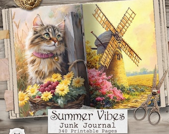 Páginas del diario basura de la vida en la granja de verano: Kit de álbum de recortes de estilo cottagecore (descarga digital)