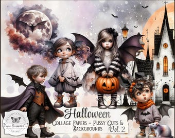 Halloween Fussy Cuts, Printable Collage Papers, Art Journaling, Gothic Ephemera, Spooky Digital Download