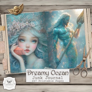 Dreamy Ocean Junk Journal Pages – Mermaid Fantasy Printable, Underwater Sea Ephemera (Digital Download)