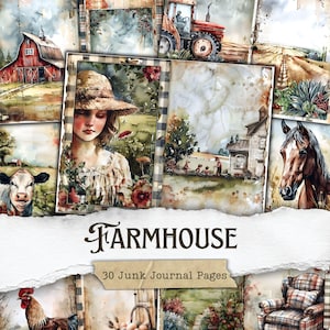 Farmhouse Junk Journal Pages Rustic Country Printables Vintage Farm Ephemera Farm Scrapbook Supplies Countryside Digital Papers Old Farm Kit