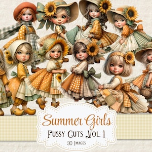 Zomer meisjes kieskeurig printables cottage girl printables grillig meisje junk dagboek afdrukbare plakboek benodigdheden kaarten maken digitale zomer ephemera