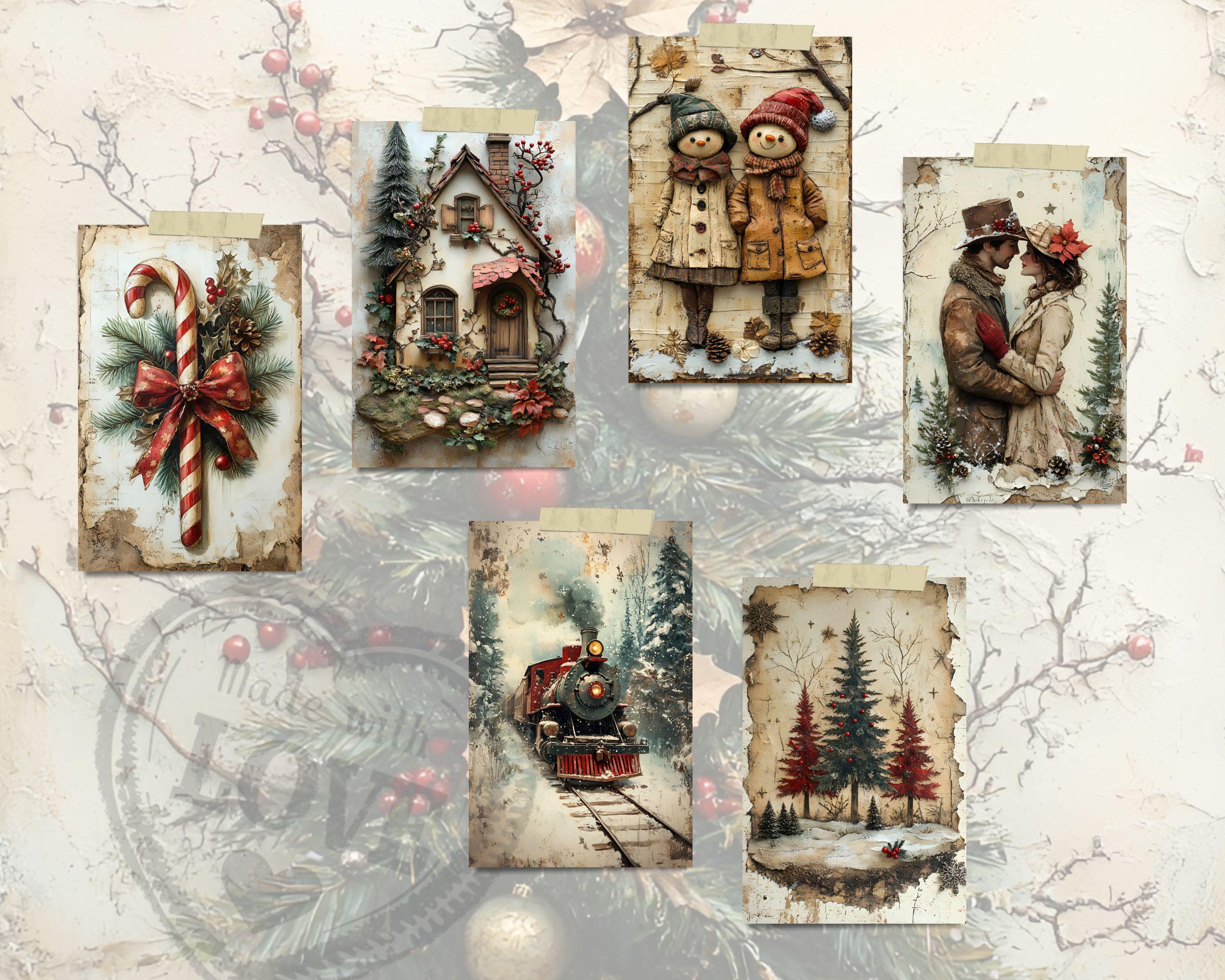 Vintage Christmas Junk Journal Pages: Rustic Ephemera, Festive ...