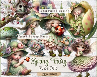 Spring Fairy Fussy Cuts – Garden Printable Ephemera, Enchanted Spring Scrapbooking, Digital Download