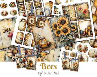 Vintage Bee Ephemera Pack: Printable Rustic Junk Journal Kit (Digital Download)
