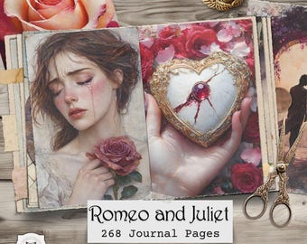 Romeo and Juliet Junk Journal Pages – Vintage Romance Printable Ephemera (Digital Download)