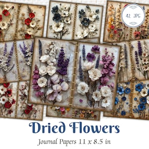 Getrocknete Blumen Junk Journal Seiten Botanische Printables Vintage Blumen Junk Journal Kit Natur Scrapbooking Papiere Digitale Blumen Ephemera