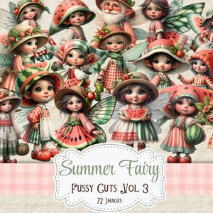 Fée de l'été coupes pointilleuses Fée pastèque Journal imprimable indésirable lunatique fée rose Scrapbooking fournitures féerique fabrication de cartes éphémères de fées numériques