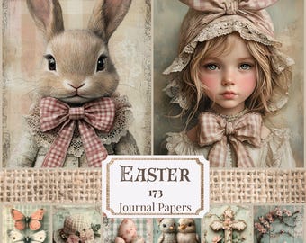 Vintage Easter Junk Journal Pages: Shabby Chic Spring Ephemera (Digital Download)