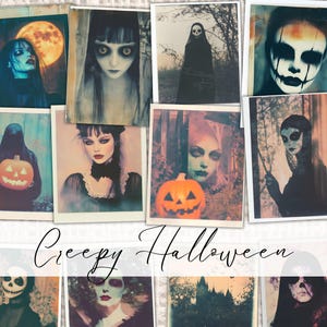 Creepy Photos Halloween Polaroid Photograph Printable Antique Ephemera for Junk Journals Mixed Media Collage Art Journaling Gothic Scrapbook
